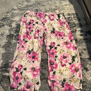 Abercrombie & Fitch Pink Floral Wide Leg Pants